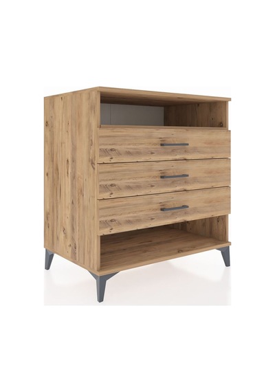 Kronos Şifonyer Tek Raflı 3 Çekmeceli 88x59x96 Çam-çam Çam