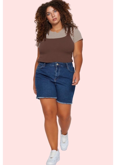 Ersefa Büyük Beden Moda Denim Yüksek Bel Dar Paça Gündelik Siyah Yüksek mavi