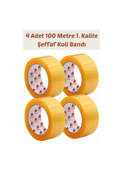 4 Adet 100 Metre Hotmelt Koli Bandı 1. Kalite Şeffaf Renkli, Güçlü Yapışkan, Kağıda Yapışır 3