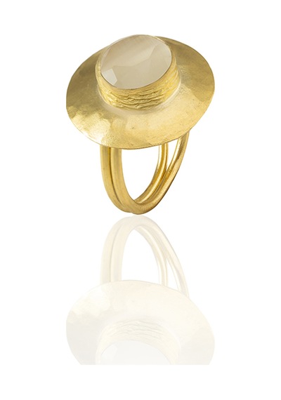 Kadir Jewellery 22 Ayar Altın Kaplama Zirkon Taşlı Kadın Vintage Yüzük Beyaz