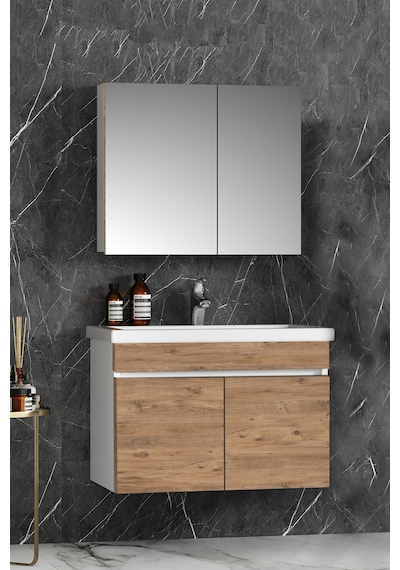 Çiğdem 80 Cm Beyaz-atlantik Mdf Lavabolu Asma Banyo Dolabı Takımı Beyaz - Atlantik Çam Çiğdem 80 Cm Beyaz-atlantik Mdf Lavabolu Asma Banyo Dolabı Takımı Beyaz - Atlantik Çam