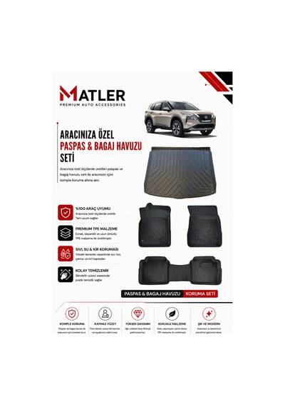 Nissan X-trail 2025 Model 4d Ekstra Havuzlu Paspas Ve Bagaj Havuzu Set