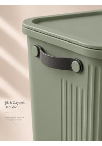23 Lt Kapaklı 2 Adet Organizer Kutu Yan Kulplu Büyük Boy Plastik Saklama Ve Depolama Kutusu Çok Amaçlı Düzenleyici Kutu Dolap, Banyo, Ofis Ve Oyuncak Düzeni İçin 40x30x25cm Zeytin Yeşili