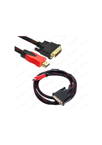 Hdmi To Dvi Çift Filtreli Örgülü 1.4 Metre Görüntü Kablosu