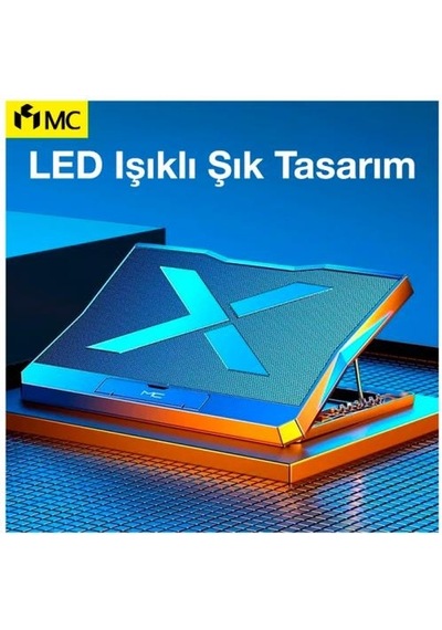 Coofbe Led Işıklı Ultra Sessiz 6 Adet Soğutma Fanlı Laptop Soğutucu Yükseklik Ayarlı Laptop Standı
