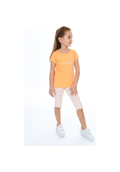 Toontoy Kids Toontoy Kız Çocuk Nakışlı Kaprili Takım Turuncu