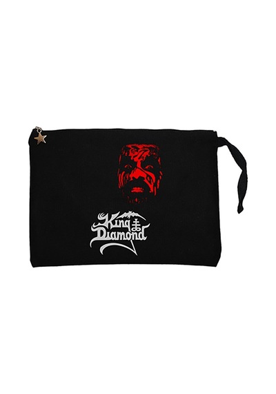 King Diamond Head Siyah Clutch Astarlı Cüzdan / El Çantası Siyah