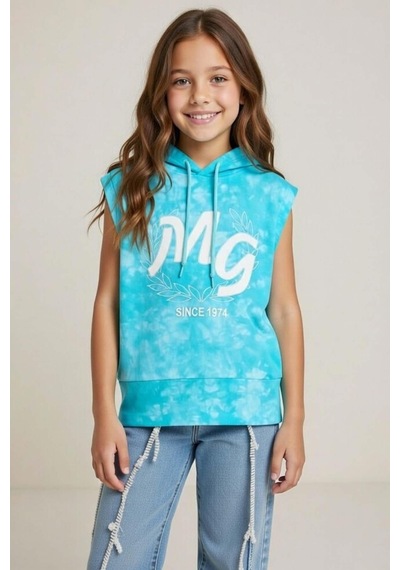 Riccotarz Kız Çocuk Üzeri Mg Yazı Ve Yaprak Detaylı Kapüşonlu Kolsuz Turkuaz Sweatshirt Turkuaz Riccotarz Kız Çocuk Üzeri Mg Yazı Ve Yaprak Detaylı Kapüşonlu Kolsuz Turkuaz Sweatshirt Turkuaz