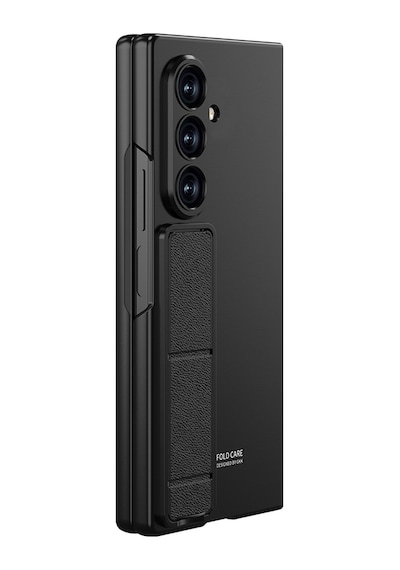 Samsung Galaxy Uyumlu Z Fold 8 Ultra Kılıf Qstand Standlı Kamera Korumalı Sert Kıpta Kapak Siyah