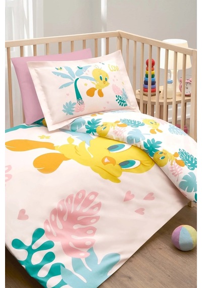 Özdilek Lisanslı Bebek Beşik Nevresim Takımı-tweety Tropic Pembe