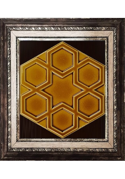 Armada Çini 15X17 Cm Rölyefli Yıldız Karamel Altıgen Çini Pano