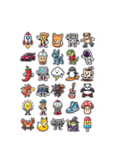 Sevimli Karakterler Maskot Sticker Seti 150 Adet - 5'li Mega Paket No15 - Laptop Defter Ajanda Çok Renkli
