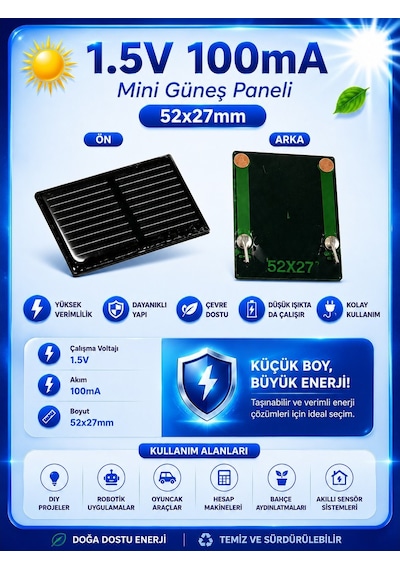 Mini Güneş Paneli Seti 5 Li Solar Panel Paketi 1.5v / 4.2v / 12v