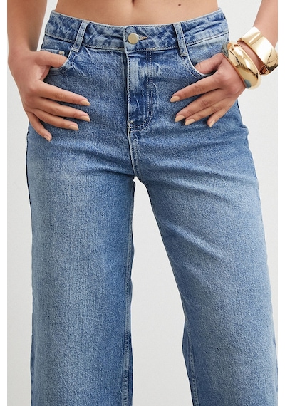 Never More Yüksek Bel Culotte Jean Lacivert