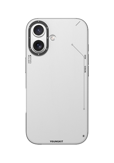 Apple Uyumlu iPhone 17 Kılıf M-safe Şarjlı Basit Mat Deri Desenli Youngkit Tech Fashion Serisi Kapak Gri Gri