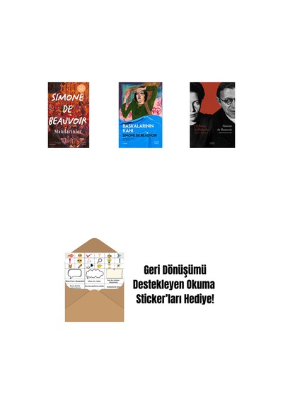 Mandarinler Ciltli + Başkalarının Kanı + J. P. Sartre İle Söyleşiler + Okuma Sticker'ları