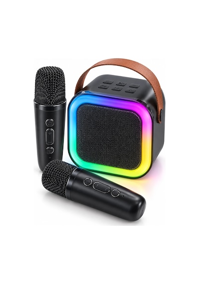 Zenvia Renkli Led Aydınlatmalı Taşınabilir Bluetooth Hoparlör Ve 2 Mikrofon Seti Znv2026
