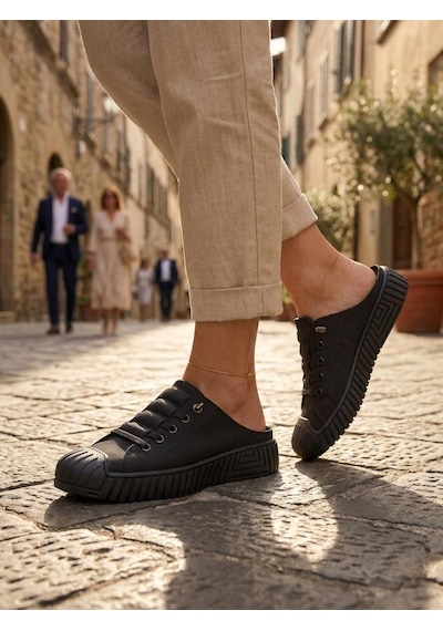 Gamelu Poem Kadın Lastikli Memory Foam Sneaker Terlik Siyah