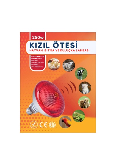 Bay 6 Adet 250w Kızılötesi Isıtıcılı Hayvan Isıtma Ve Kuluçka Lambası Kırmızı Işık E27 Kalın Duy N