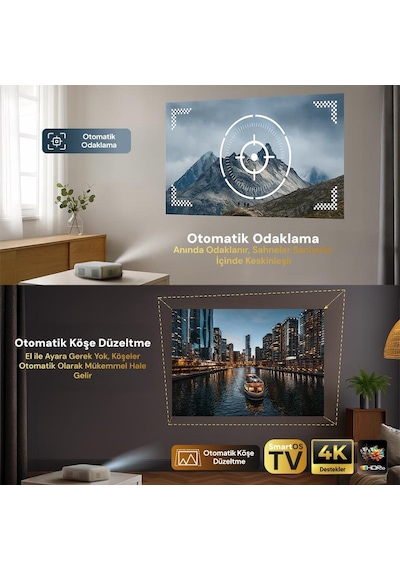 Vankyo Aurzen D1 Smart Tv 4k Destekli Projeksiyon Cihazı +hdr10+auto Focus+auto Keystone+6g Wifi+6.1bt+dolby Ses Sistemi - Ps5/ps4/xbox