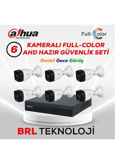 Dahua 6 Kameralı Renkli Gece Görüşlü Full HD Güvenlik Kamera Seti