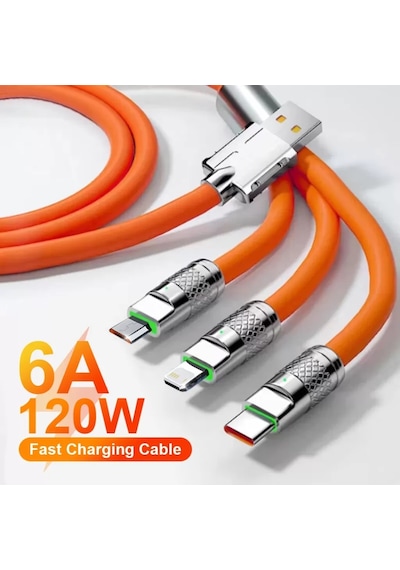 Platoon Pl-8816 120W 6A 3in1 Type-c Micro Hızlı Şarj Ve Data Kablo