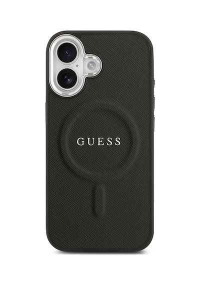 Apple Uyumlu iPhone 17 Kılıf Guess Lisanslı M-safe Şarj Özellikli Klasik Yazı Logolu Pu Deri Kapak Siyah Siyah