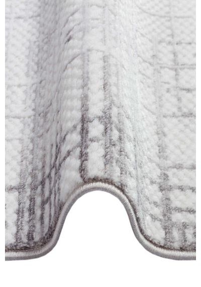 Geometrik Soyut Desenli Oskar Akrilik Makine Oval Halı Os04 Krem Gri-krem