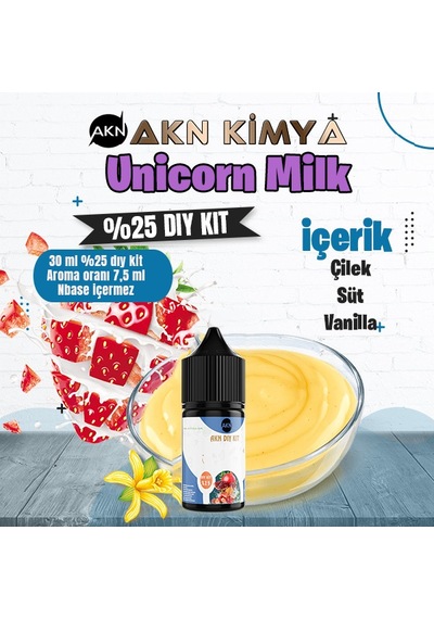 Unicorn Milk Cutwood Yoğun Dıy Kit Çilek Süt Vanilya Gıda Aroması %25 Oranda Aroma İçerir Hazır Değildir 30 Ml