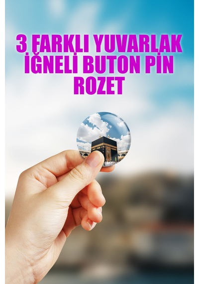 Kabe-mescidi Aksa- Mescidi Nebevi Çanta Süsü Rozet İğneli Buton Rozet Seti 3 Adet Üçlü