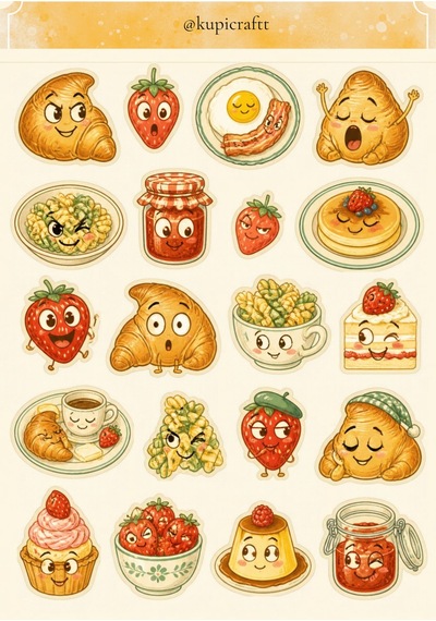 Sevimli Yemekler Sticker Seti-eğlenceli Kawaii Tasarım Etiketler 0
