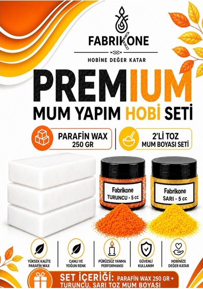 Premium Mum Yapım Hobi Seti - Parafin Wax 250 Gr - 2'li Toz Mum Boyası Seti - Turuncu, Sarı Bkfabpw2502tsr Karışık