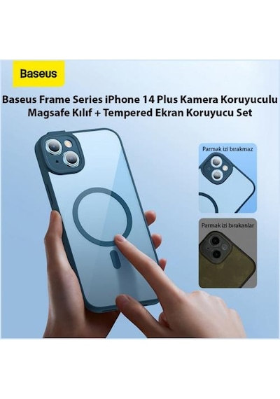 Baseus Kamera Korumalı Magsafe Uyumlu Apple iPhone 14 Plus Kılıf Ve Ekran Koruyucu Set Phone