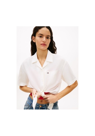 Tommy Hilfiger Tjw Önü Bağlamalı Keten Gömlek-16132 Ybl Ecru