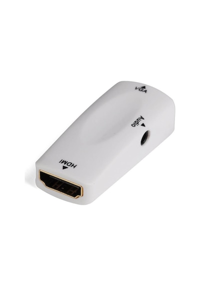 Koodmax Hdmi To Vga Çevirici Kablo 1080p Hdmı Dişi - Vga Dişi Ses Destekli Dönüştürücü - Beyaz