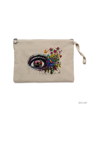 Zepplin Giyim Çizim Göz Clutch Astarlı Cüzdan / El Çantası