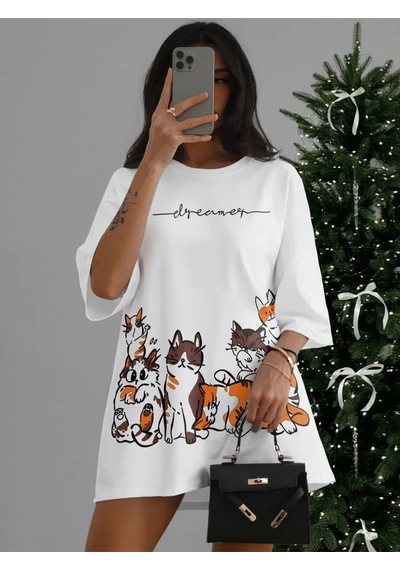 Noıssey Urban Pop Graphic Kadın Tişört Koleksiyonukod 5583 Beyaz1