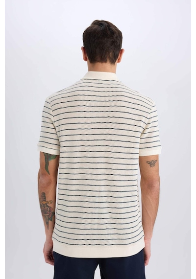 DeFacto Regular Fit Polo Yaka Çizgili Triko Kısa Kollu Tişört C4150AX25SMIN250
