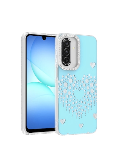 Maks Technology Samsung Galaxy Uyumlu A17 Kılıf Damla Taşlı Mkst Rivas Sert Pc Kapak - Mavi
