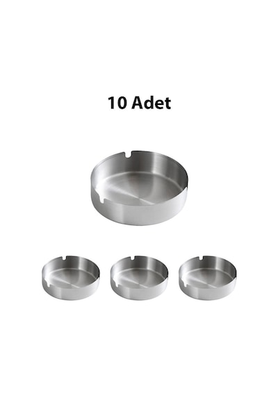 10 Adet Çelik 8 Cm Kafe Restaurant Lokanta Yuvarlak Kül Tablası Küllük