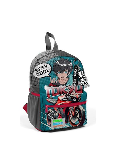 Minik Yuva Sırt Çantası Gri Nefti Anime Motorsiklet İki Bölmeli 3'lü Set 3set23564