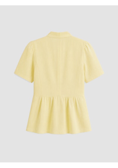 Lcw Comfort Sarı V Yaka %100 Pamuklu Peplum Bluz