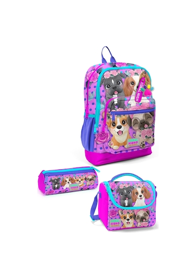 Coral High Kids Pembe Köpek Desenli 3 Lü Okul Çanta Seti Set0123750