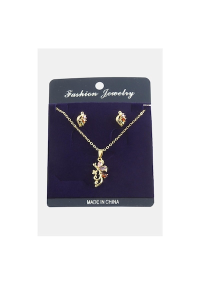 Yusufçuk Zirkon Taşlı Set Kolye Çok Renkli 54547980