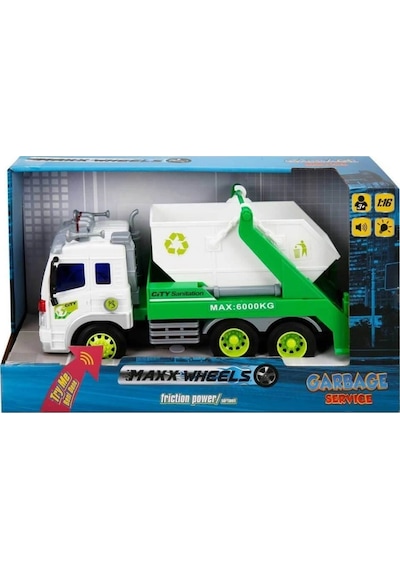 Mey İthalat 13078 1:16 Maxx Wheels Sesli Ve Işıklı Geri Dönüşüm Kamyonları