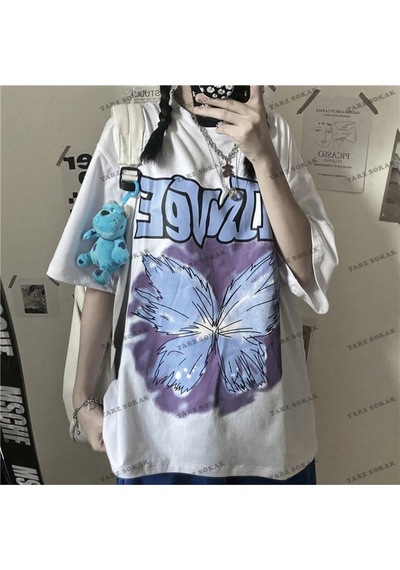 Adrift Y2k Unisex Harajuka Anime Retro Kawai Kuromi T-shirt Kod Rertr Startmore 6648 Beyaz