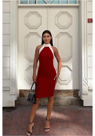 Bşkvirgo Bşk Virgo Balıkçı Kesim Abiye Yaka Balık Elbise Renk: Saks Beden: Xl Bsk2026
