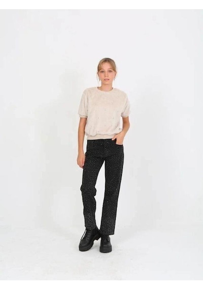 Marions Kız Çocuk Taşlı Jean-15237 Siyah