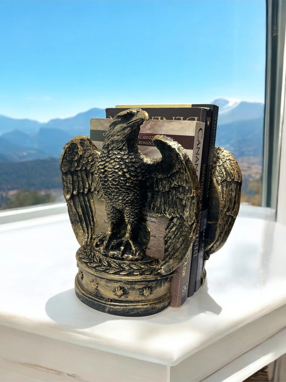 Dekoratif Polyester İkili Kartal Kitap Tutacağı Gold-gümüş-siyah-eskitme