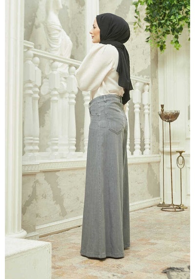 1162-denim Pantolon Etek Gri Gri